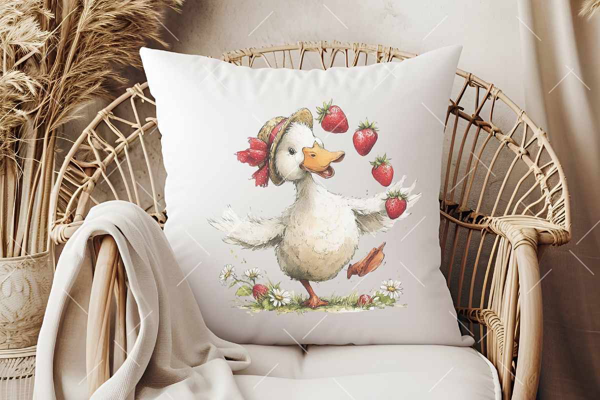 Whimsical Goose Strawberry Clipart, an Illustration by OK Design (Photo 6 of 6)