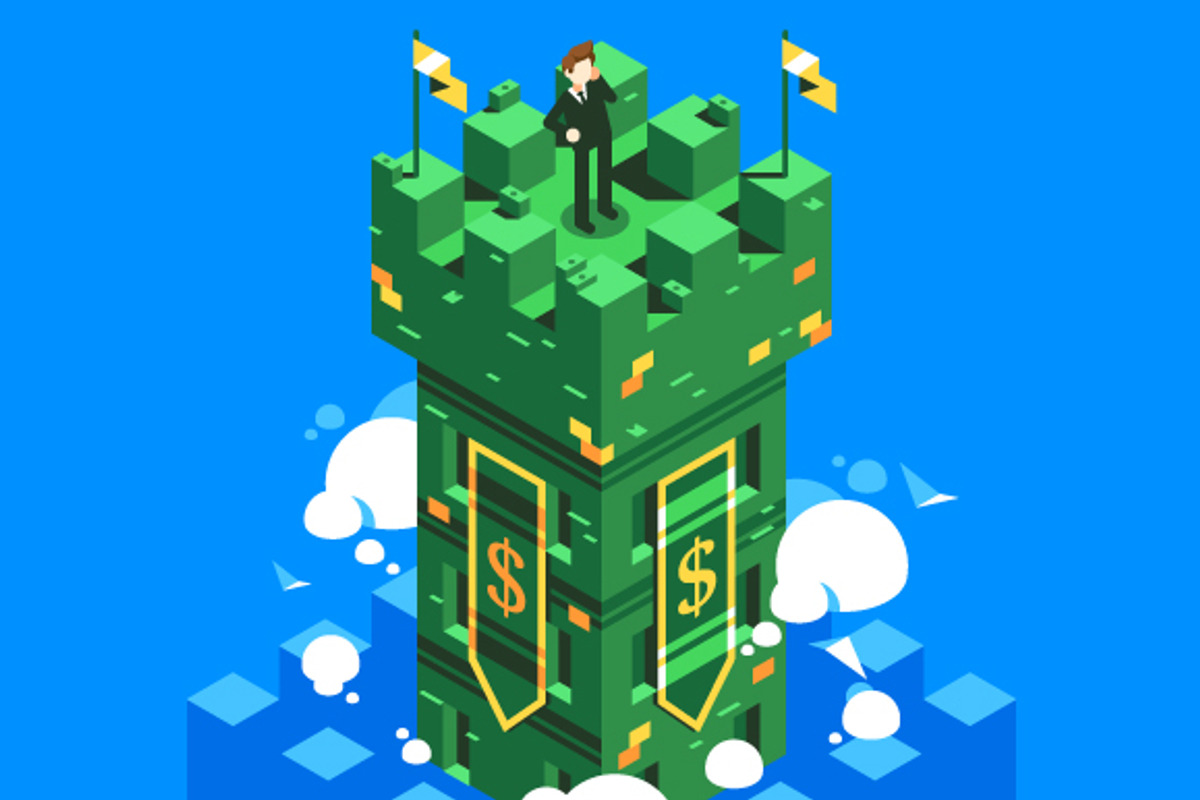 Green Tower of Cash, a Finance Illustration by JulyPluto