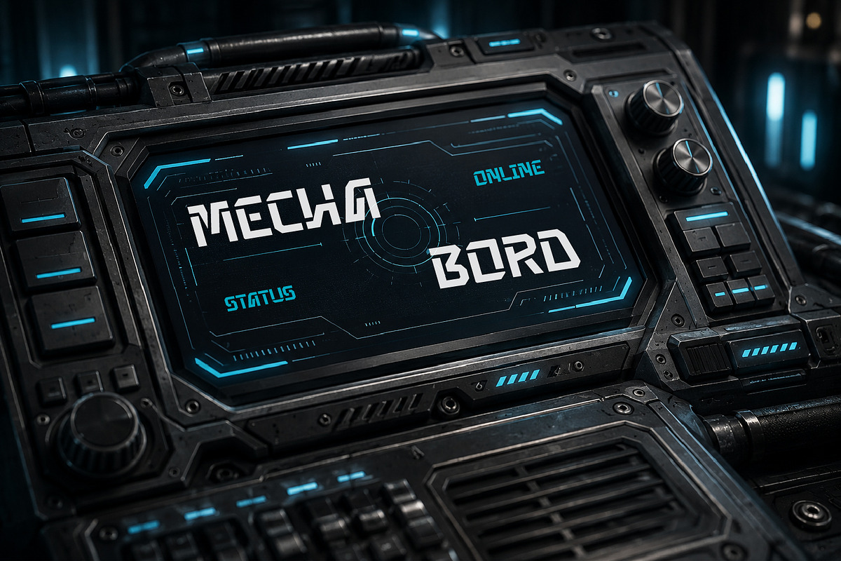 Mecha Bord - Futuristic Display Font, a Sans Serif Font by Vesvocrea (Photo 7 of 8)