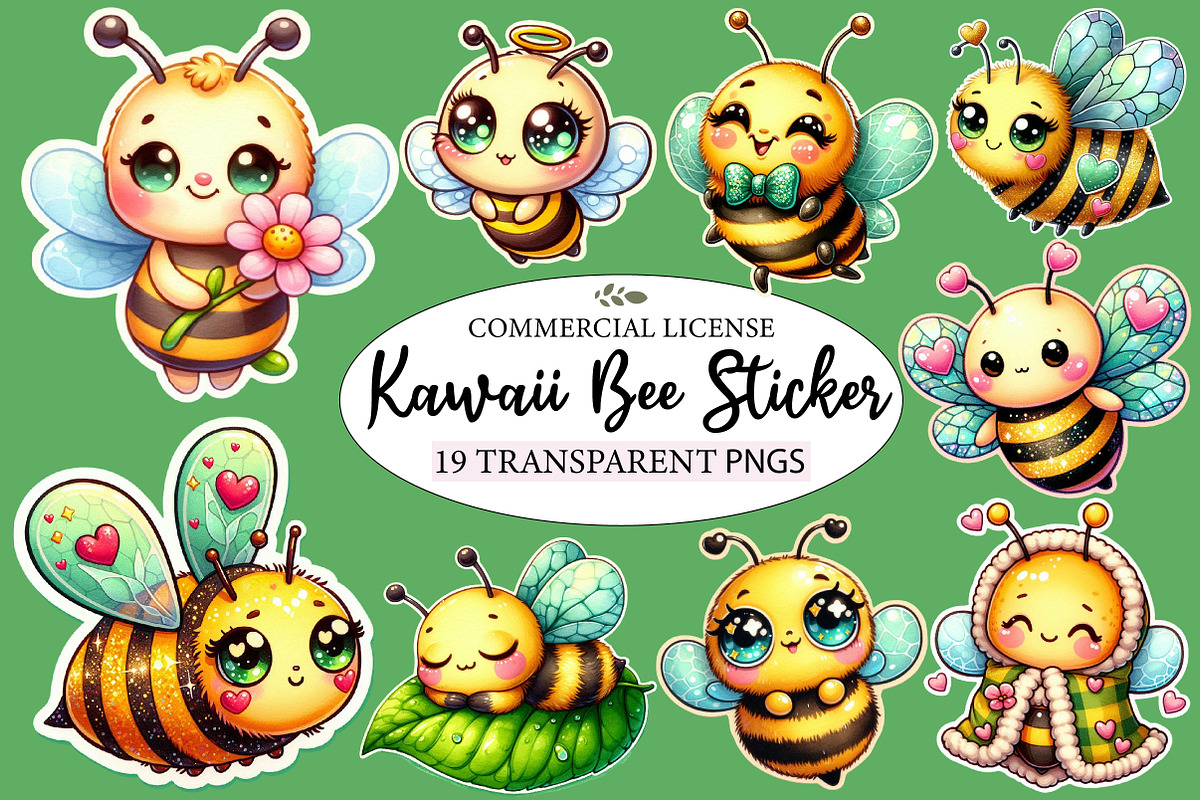 Kawaii Honey Bee Clipart Bundle, an Illustration by Designworld (Photo 1 of 5)