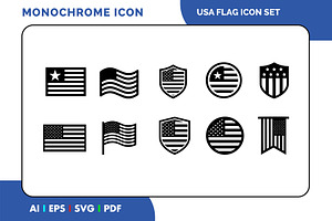 USA Flag Simple Black Icon, a Solid Icon by Fontmine Studio