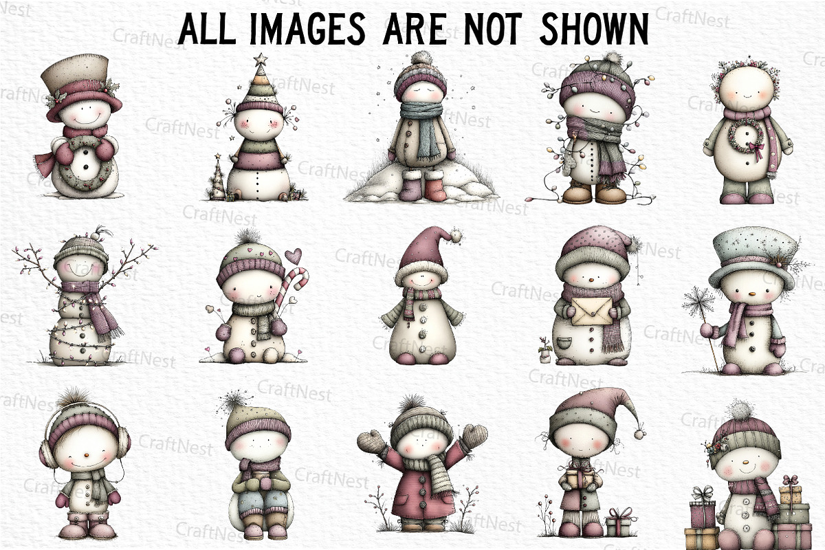 Whimsical Christmas Snowman Clipart, an Illustration by Craft Nest (Photo 5 of 6)