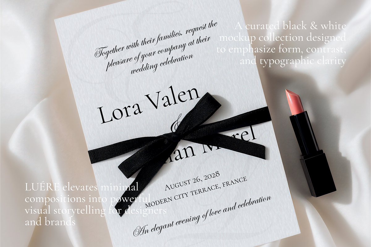 B&W Wedding Stationery Mockup Bundle, an Advertising Mockup by Serenefeeling (Photo 2 of 14)