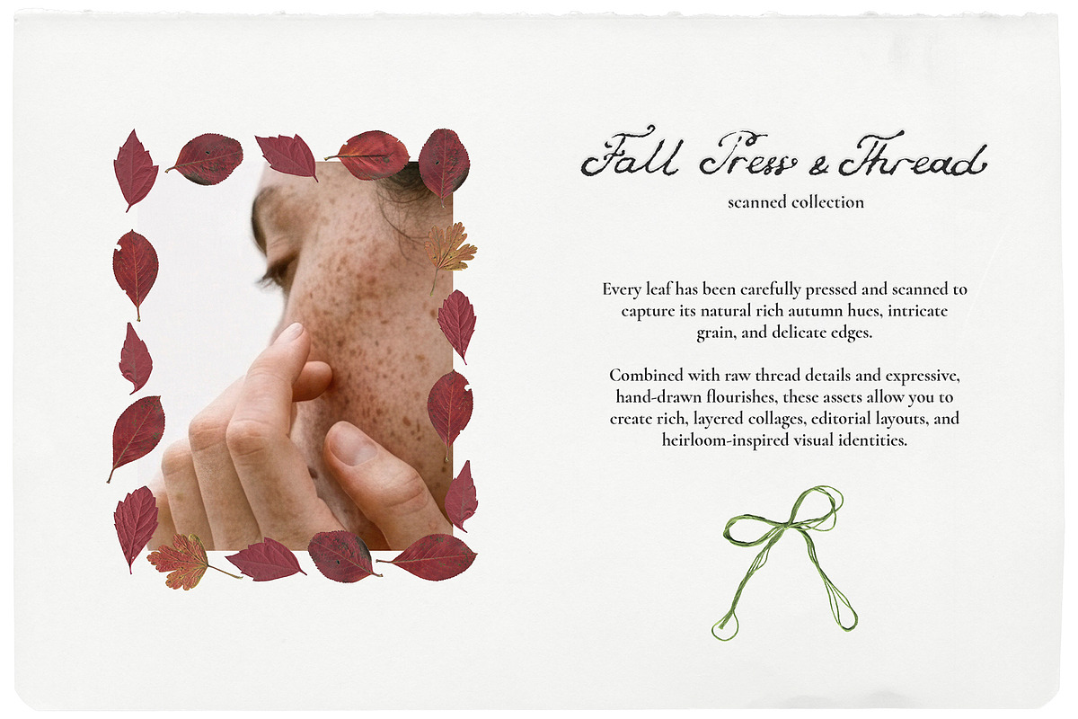Fall Press & Thread - Collage Kit, an Object Graphic by Watercolor_Ma