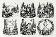 Woodland Frog Engraving Bundle, an Animal Illustration by DENIDigitalArtSudio (Thumbnail 4 of 7)