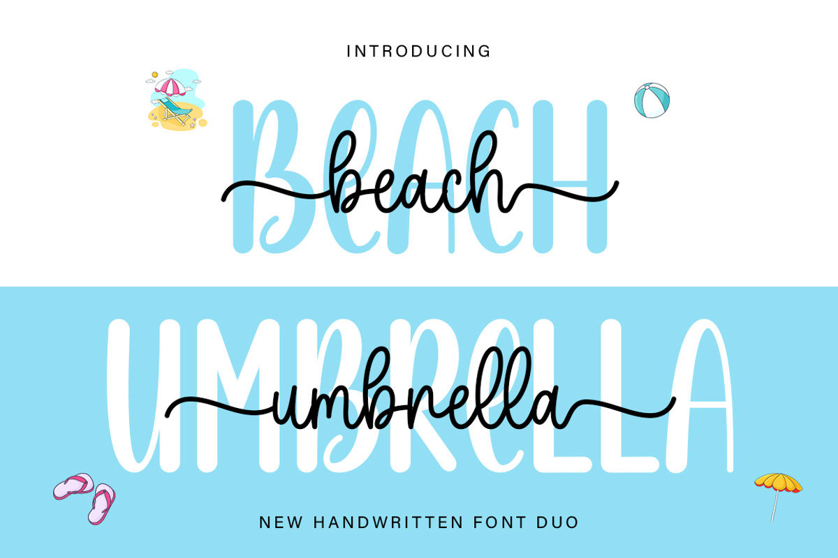 Beach Umbrella Duo, a Script Font by DN Creative (Photo 1 of 10)