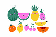 Summer Cute Fruits - vecror clipart, a Food Illustration by Barkova Nadya (Thumbnail 2 of 8)