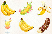 Watercolor Banana Clipart, an Illustration by Libby Wishes (Thumbnail 2 of 6)