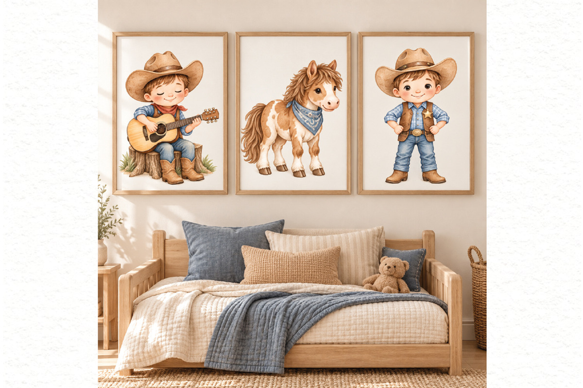 Little Cowboy Clipart Bundle, a Person Illustration by Villa 11 Estudio (Photo 8 of 8)