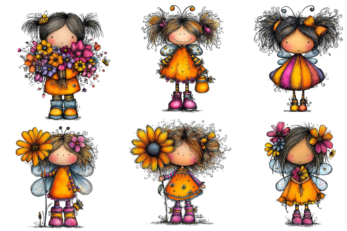 Whimsical Bee Girl Clipart, an Illustration by Dream Creation (Photo 5 of 7)