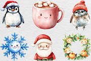 Watercolor Cute Christmas Clipart, an Illustration by Black Bird Studio (Thumbnail 2 of 6)