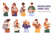 Happy people with cute cats set, an Animal Illustration by Good Studio (Thumbnail 1 of 5)