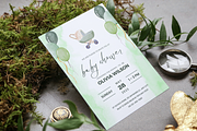 Green Baby Shower Invitation Card, an Invitation Template by TheSimplySereneShop (Thumbnail 1 of 11)