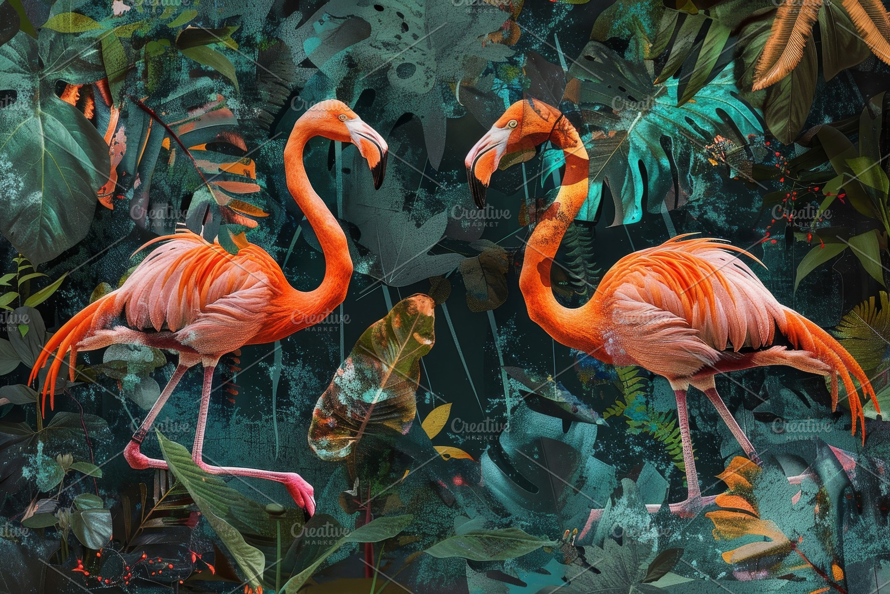 Two pink flamingos stand gracefully, a Photo by Iftikhar Alam