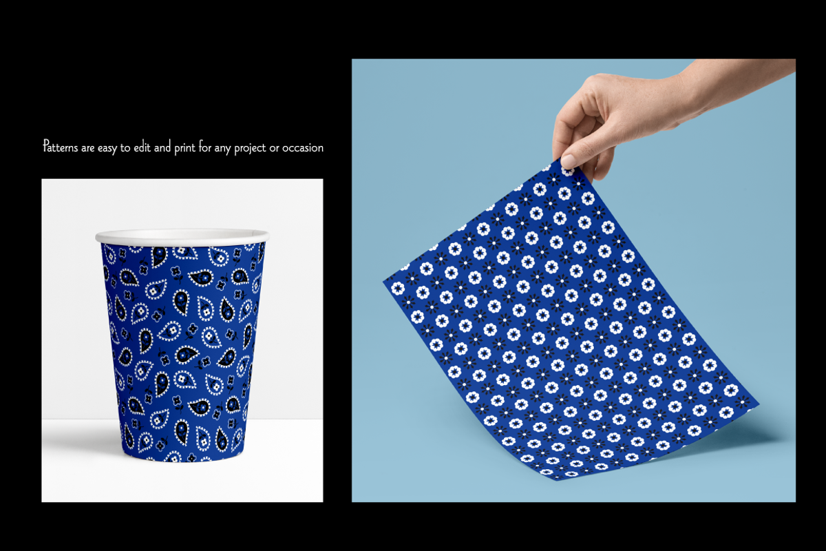 Seamless Blue Bandana Patterns preview 2