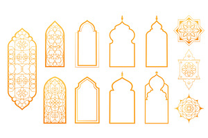 Golden islamic window or door frames, an Object Illustration by art PVP - market