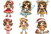 Whimsical Christmas Girl Clipart, an Illustration by DreamArtGraphic (Thumbnail 4 of 4)