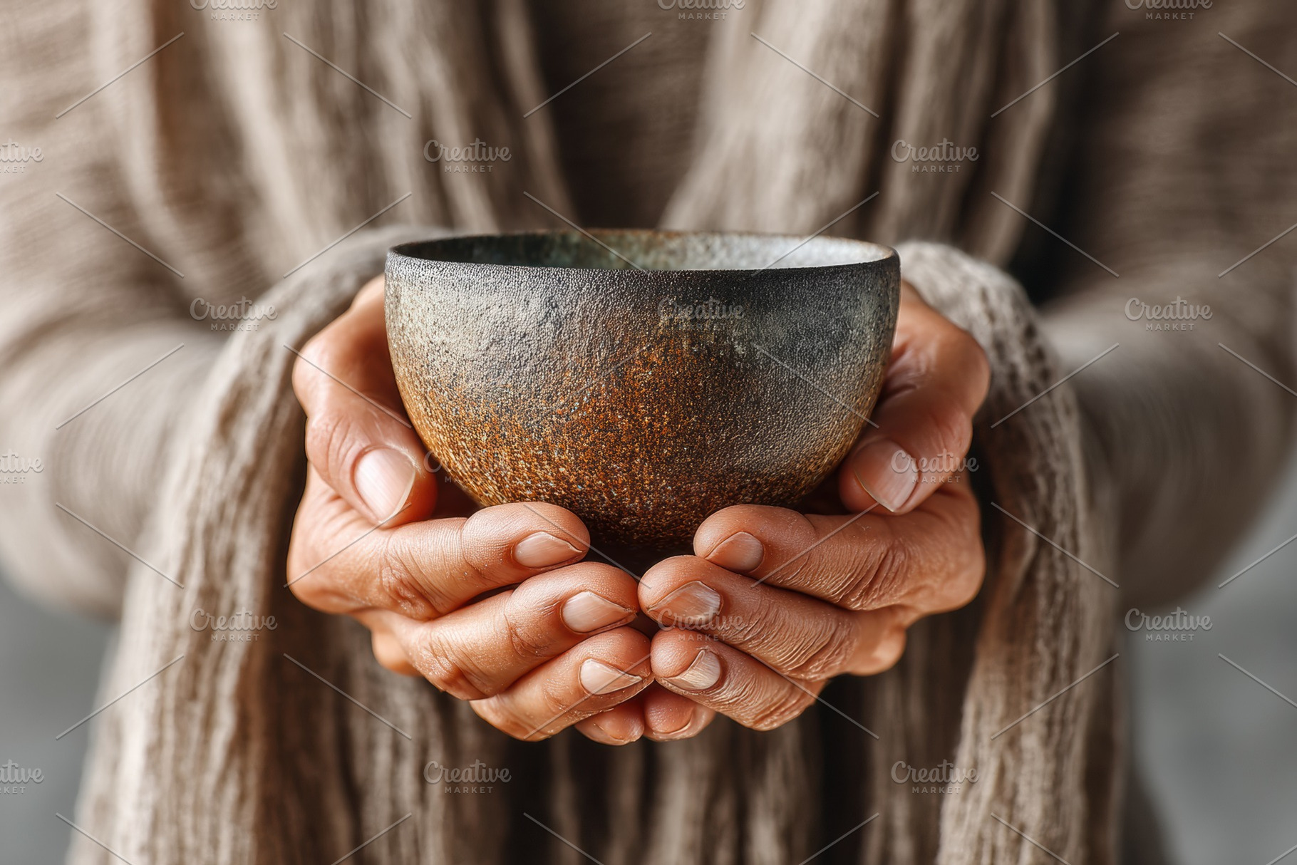 Hands Holding Rustic Ceramic Cup, a Beauty & Fashion Photo by Virgo Studio