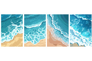 Ocean waves hit the sand shore top, an Illustration by Valerie Bodnar