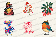 Groovy Retro  Christmas Clipart, an Illustration by DreamCafeArt (Thumbnail 3 of 7)