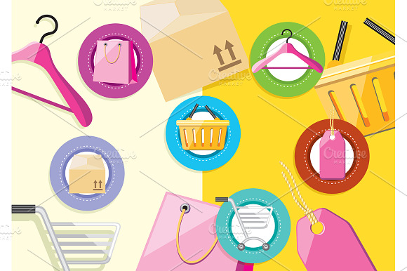 Shopping icons store elements bag preview 2