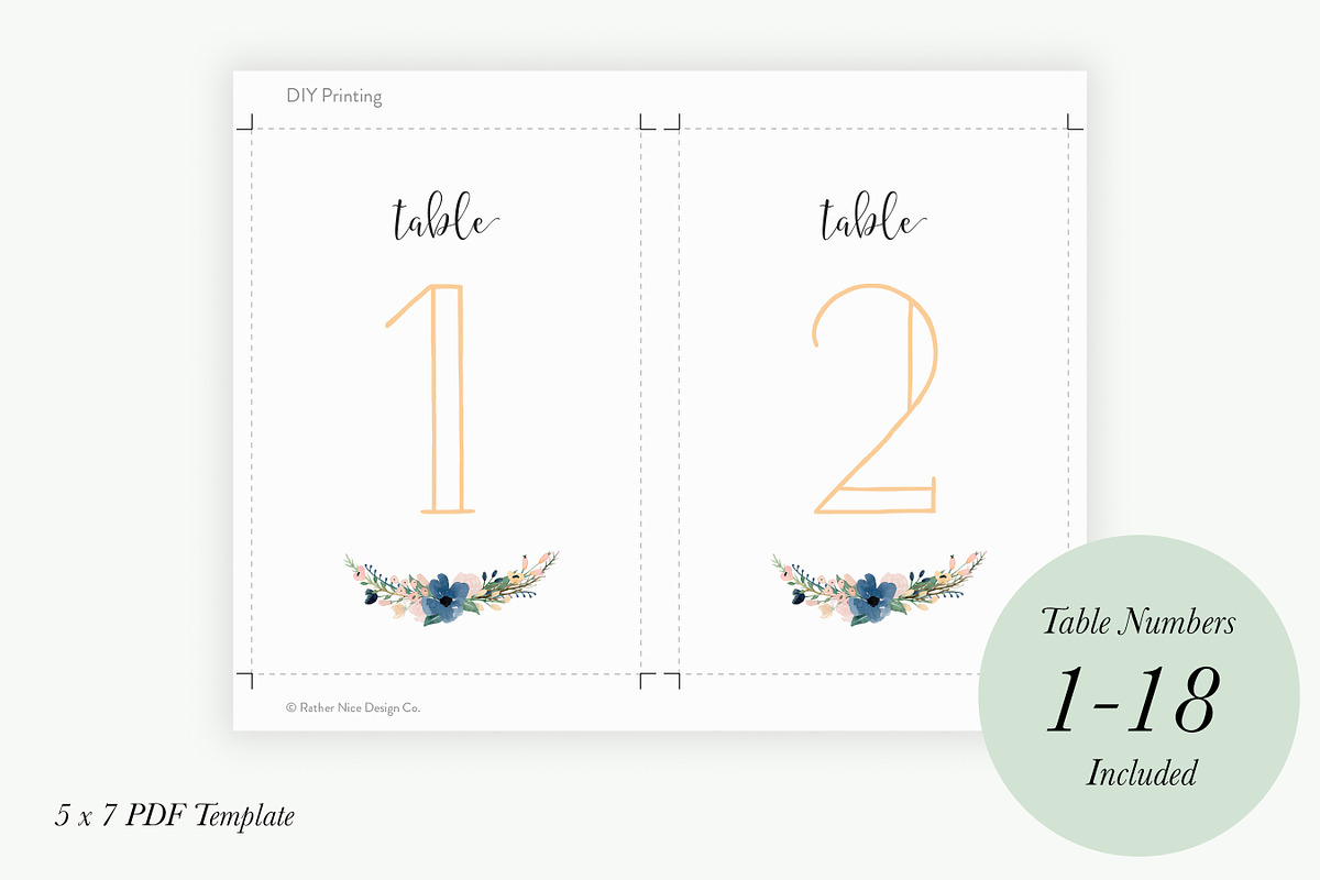 DIY Printable Wedding Table Numbers, a Stationery Template by eric ...