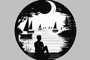 Lake Meditation Silhouette Set, an Illustration by jahid234 (Thumbnail 3 of 6)