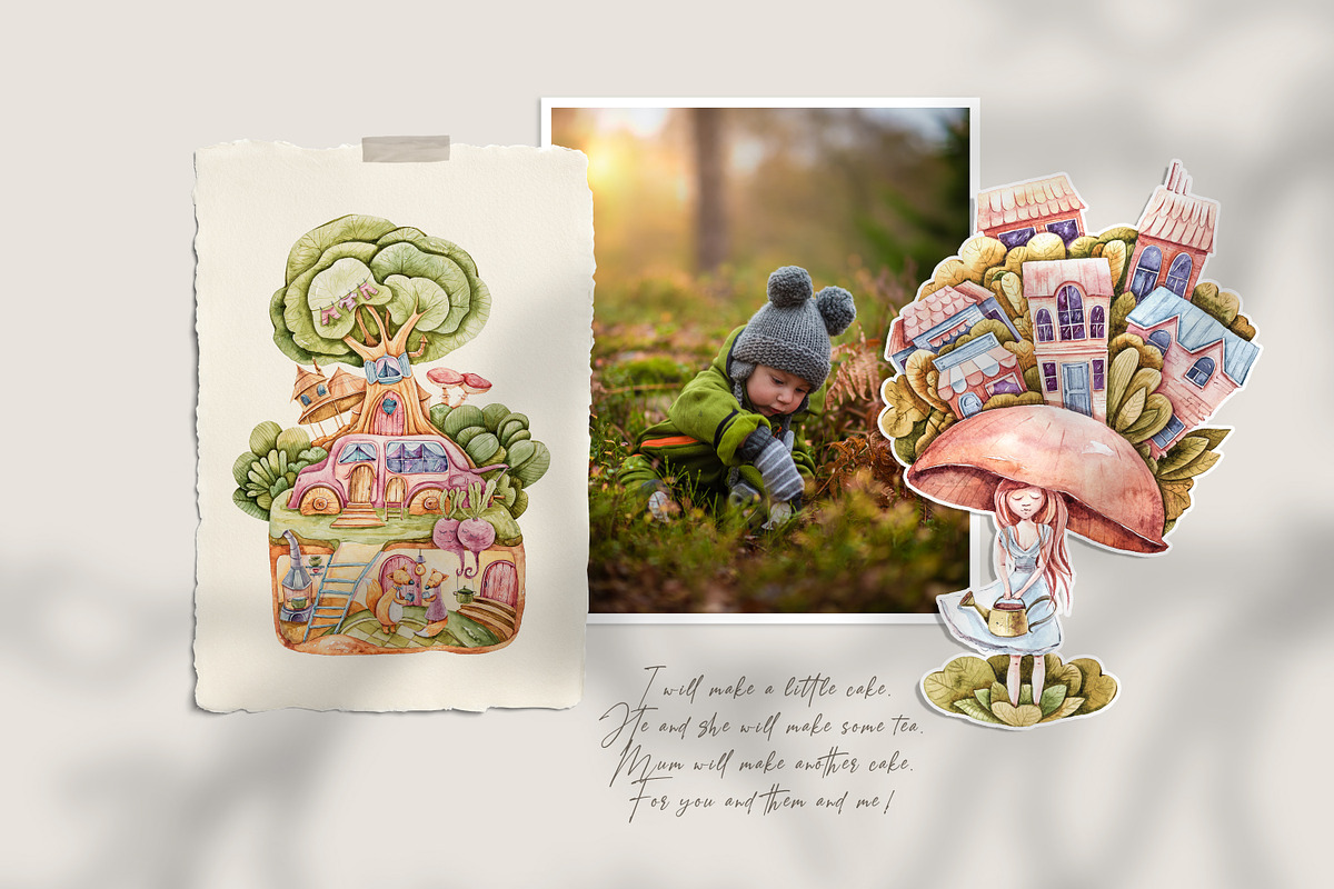 SALE! Watercolor Fairy tale cottage, a Decorative Illustration by Tiana Geo (Photo 5 of 13)
