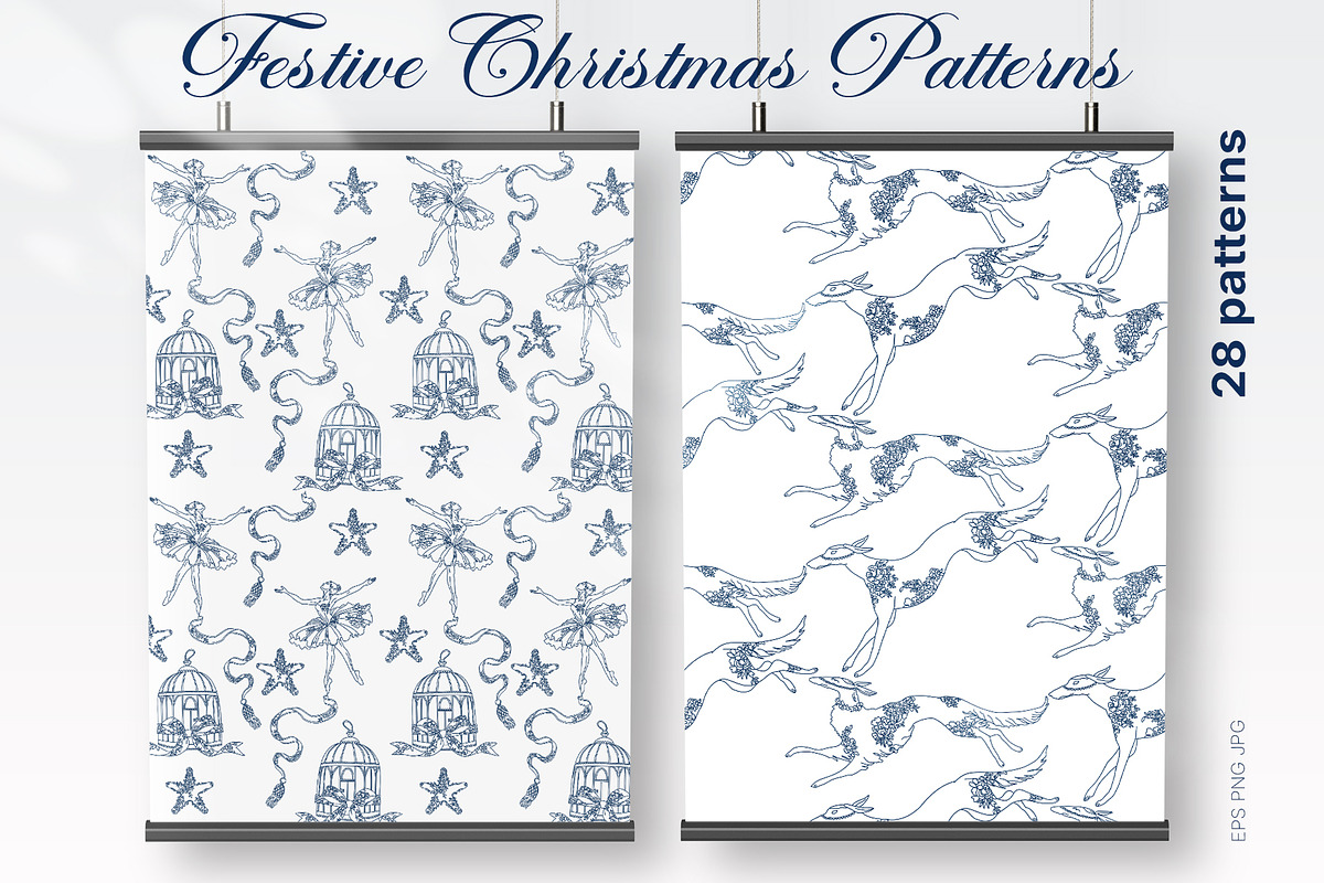 Festive Christmas patterns, a Decorative Illustration by LanaDzi (Photo 19 of 25)