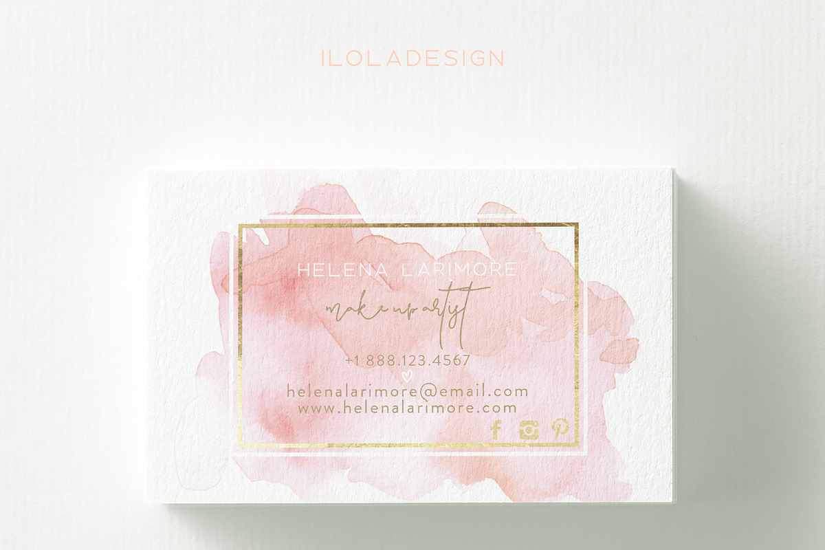 Watercolour Make Up Business Card, a Business Card Template by iloladesign (Photo 2 of 2)
