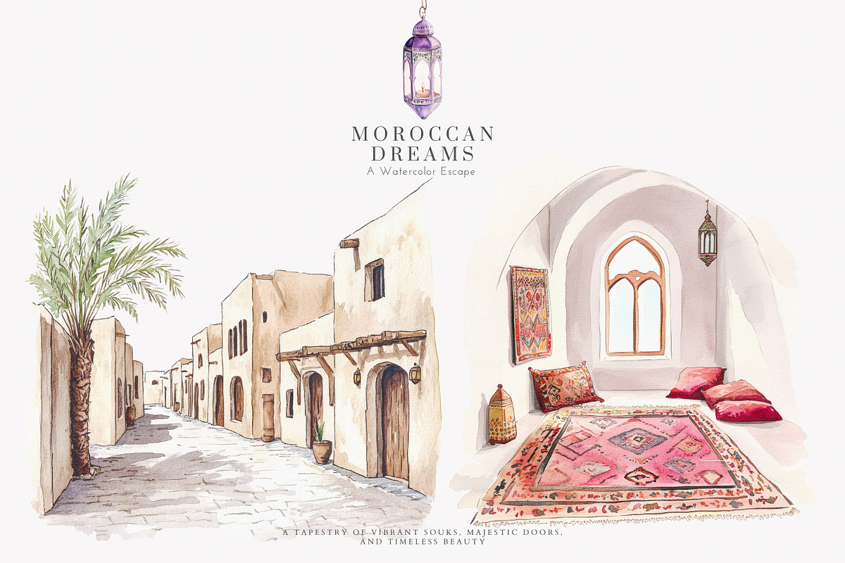 Moroccan clipart watercolor set, a Decorative Illustration by Patishop Art (Photo 8 of 10)