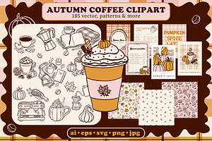Autumn Coffee Clipart PNG SVG AI