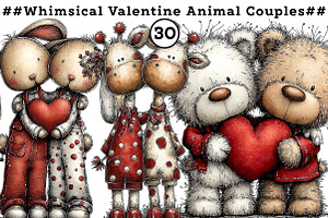Whimsical Valentine Animal Couples, an Illustration by CreationArt