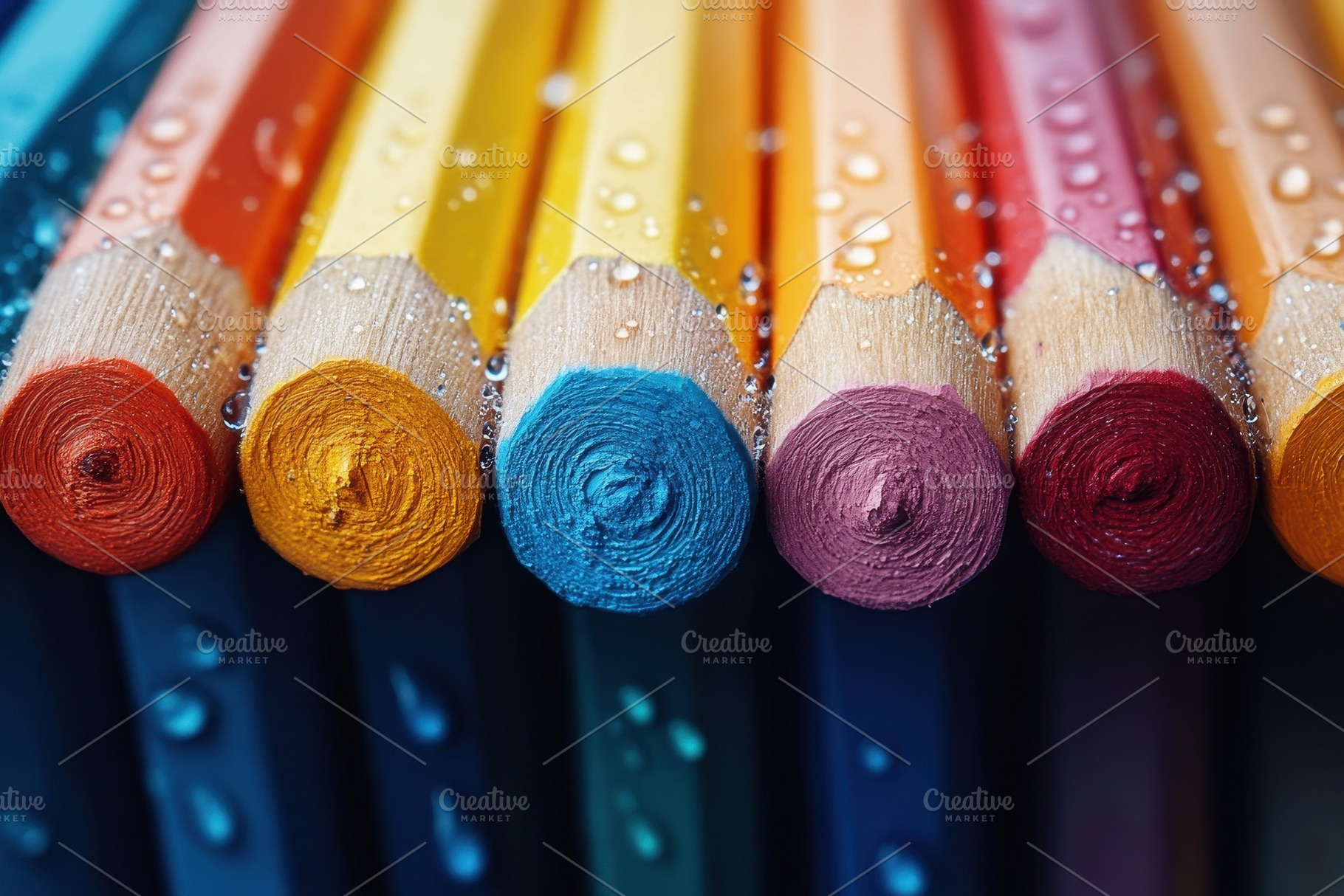Vibrant colored pencils arranged nea, a Photo by Tanuart
