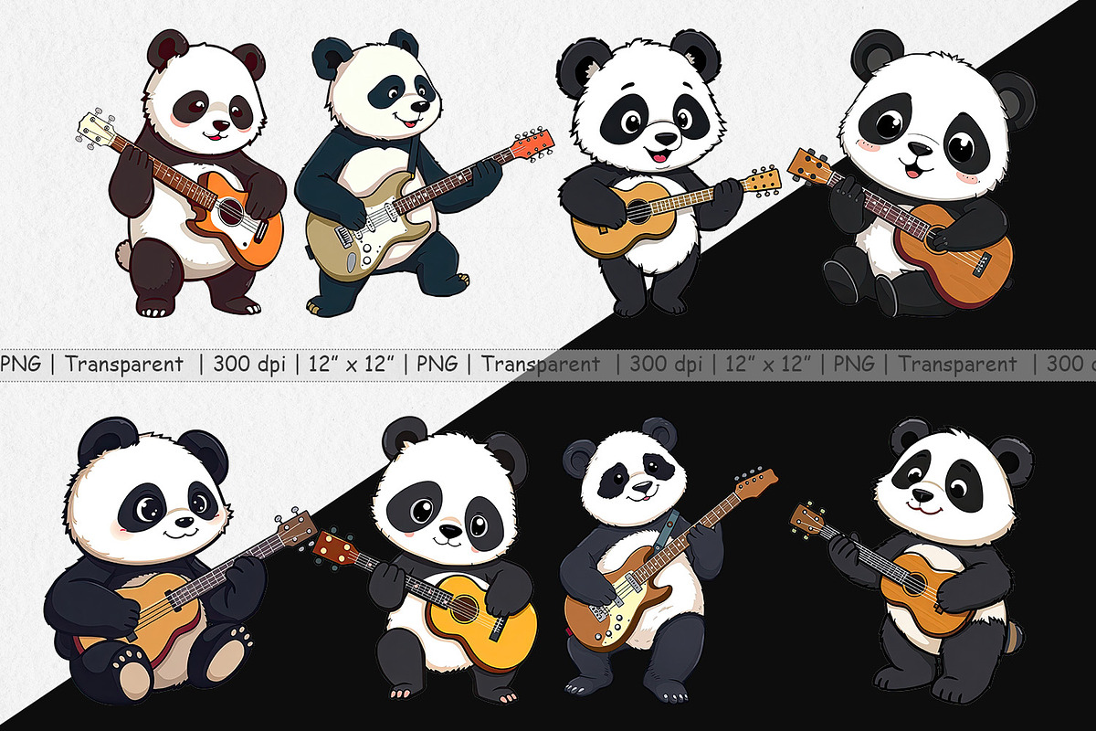 Guitar Panda Clipart, a Graphic by Artnoy (Photo 2 of 5)