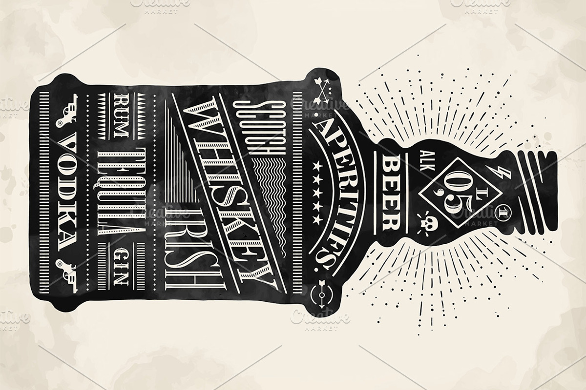 Poster bottle. Hand drawn lettering, a Decorative Illustration by Foxys ...