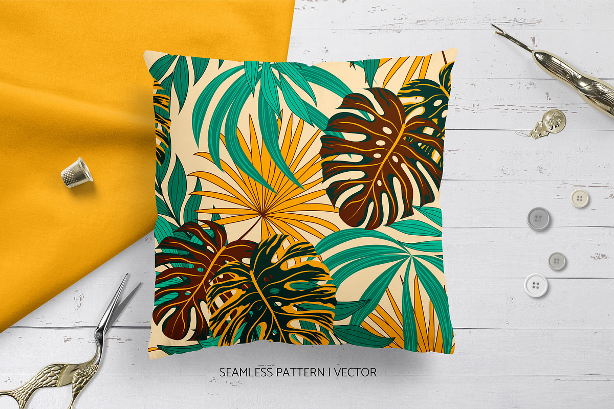 Tropical seamless patterns & leaves, a Pattern Graphic by EltaMaxArt (Photo 3 of 12)
