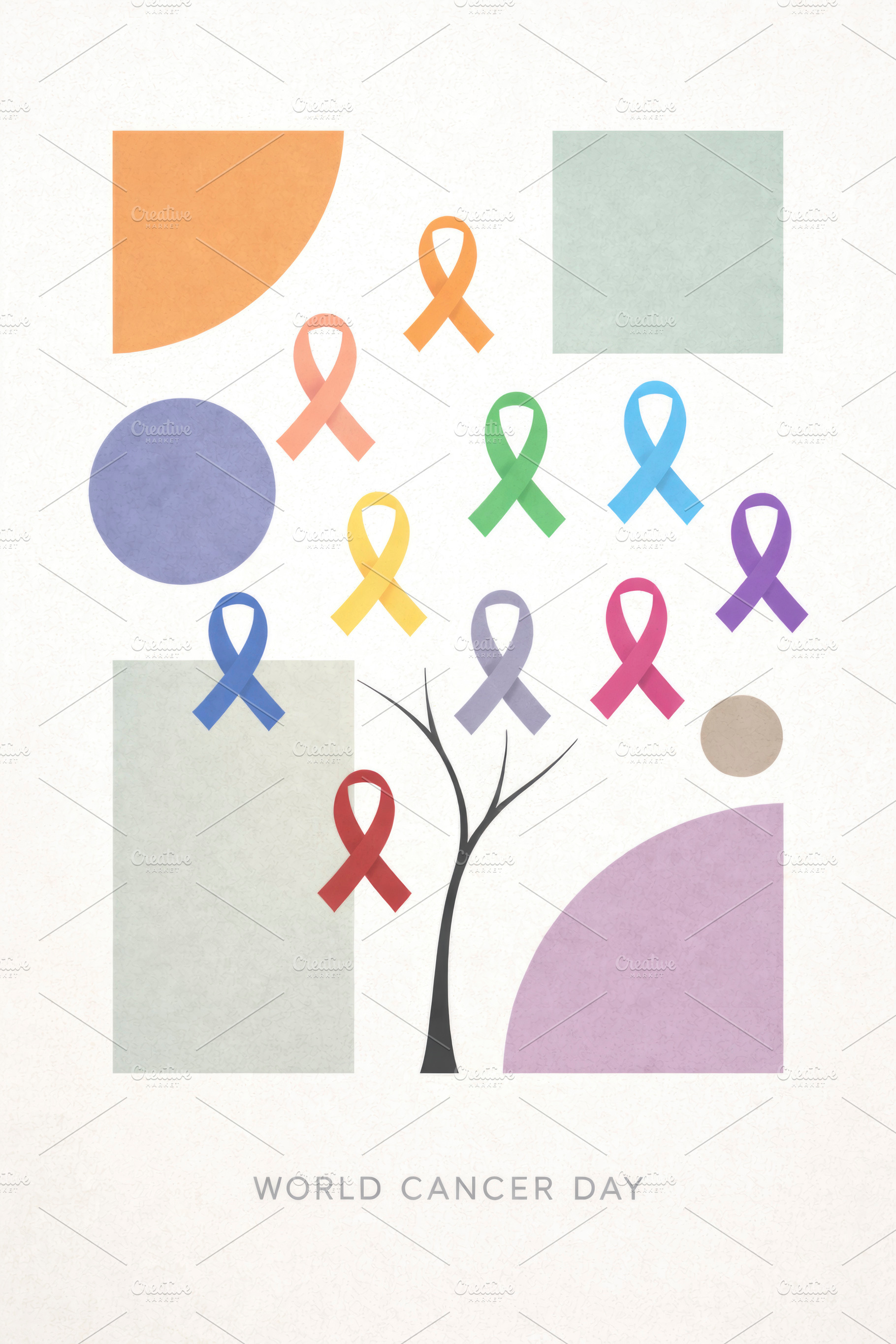 world cancer day ribbon poster, generative AI, a Photo by Nito