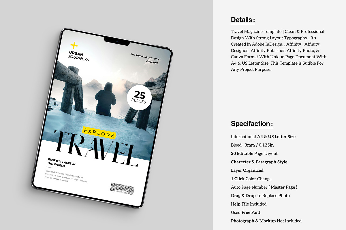 Explore Travel Magazine Template, a Magazine Template by StyleArt (Photo 2 of 11)