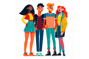 Young friends standing together, a Person Illustration by Vectorstockersland