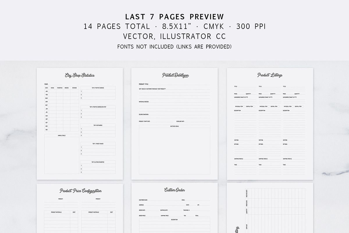 Fully Editable Etsy Journal, a Stationery Template by Cuppakeri (Photo 3 of 7)