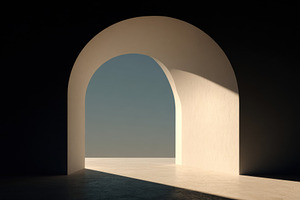Archway Shadow on Stone Floor, an Architecture Photo by Virgo Studio
