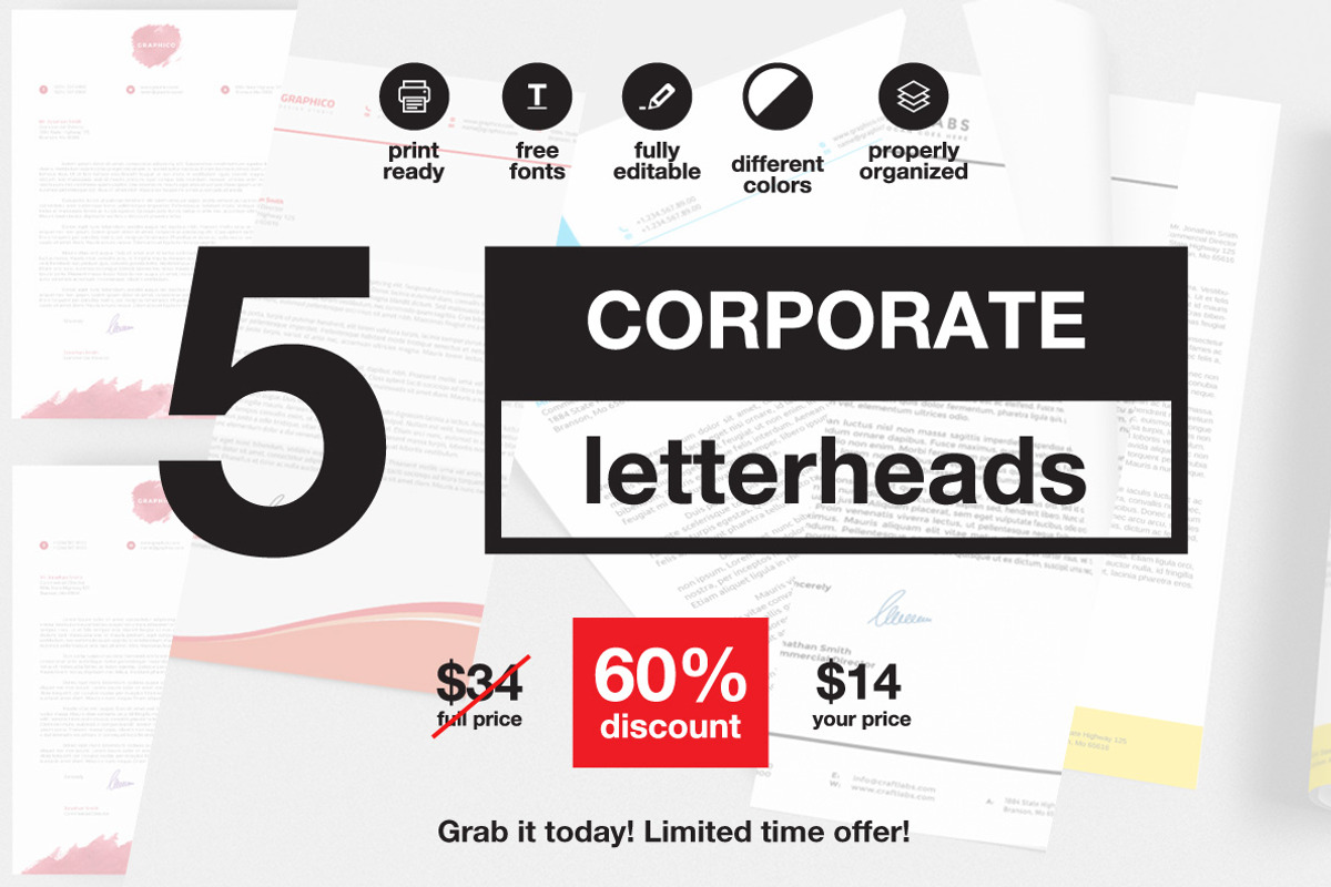 Corporate Letterhead Bundle - 3, a Stationery Template by ND Design (Photo 1 of 6)