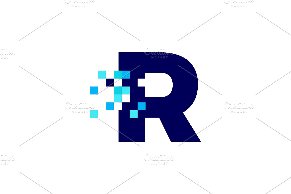 r letter pixel mark digital 8 bit, a Branding & Logo Template by VASTARD STUDIO