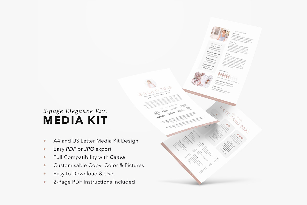 3-Page Influencer Media Kit Canva, a Presentation Template by White Dreamers (Photo 2 of 4)