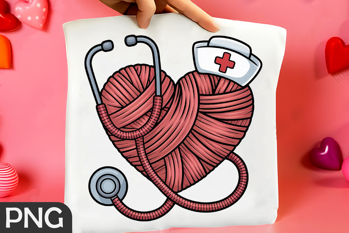 Faux Yarn Nurse Heart Stethoscope, an Illustration by RobertsArt (Photo 2 of 4)