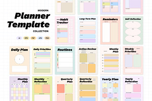 Modern Planner Template Collection, a Stationery Template by Artflorara