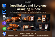 Food Bakery Beverage Pack Mockups, a Packaging Mockup by Dreamanart (Thumbnail 1 of 3)