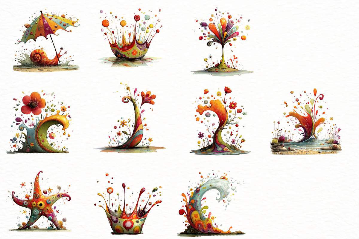 Whimsical Summer splash Clipart, an Illustration by Designworld (Photo 4 of 8)