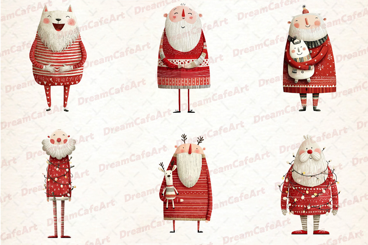 Funny Christmas Santa Clipart, an Illustration by DreamCafeArt (Photo 5 of 8)
